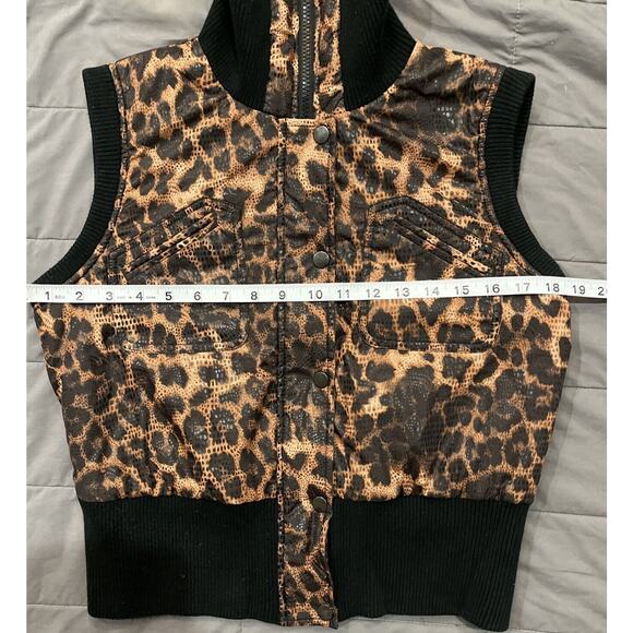 GIRLS COPPER KEY Puff Leapord Vest Hooded ANIMAL PRINT Zip Up LINED Large - Picture 5 of 7